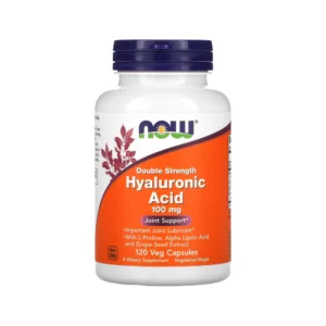 NOW Foods Double Strength Hyaluronic Acid 100 mg Joint Support 120 Veg Capsules