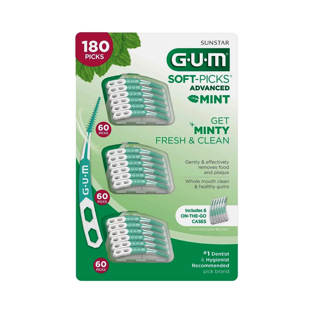 GUM Soft Picks Advanced Mint, Get Minty Fresh And Clean, 180 Picks