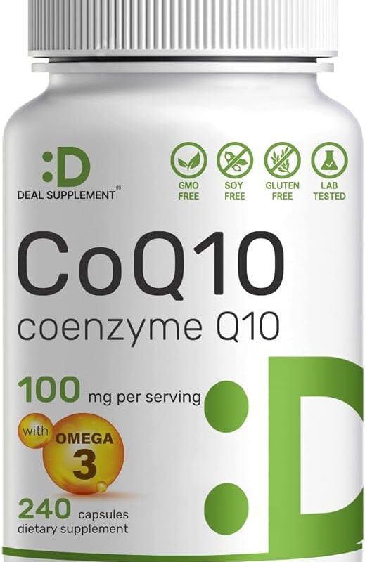 CoQ10 100mg, 240 Capsules – with Omega 3