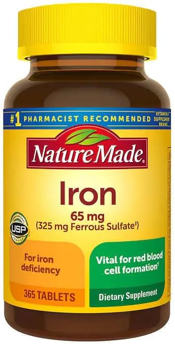 Nature Made Iron 65 mg (325 mg Ferrous Sulfate
