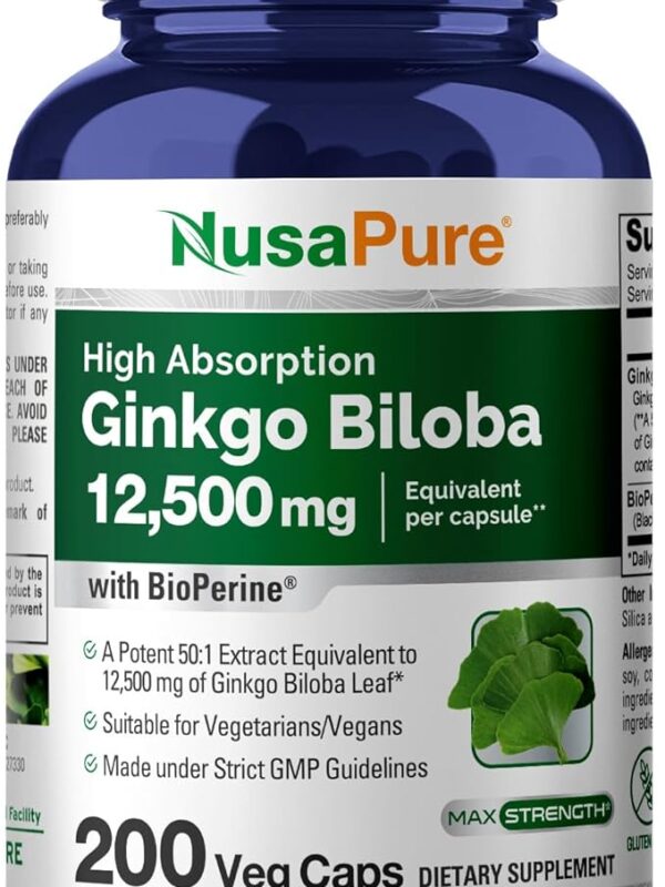 NusaPure Ginkgo Biloba Extract 12,500mg per Veggie