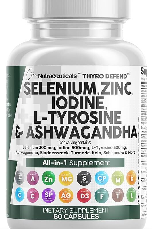 Selenium 300mcg Zinc 50mg Iodine 500mcg L Tyrosine 500mg