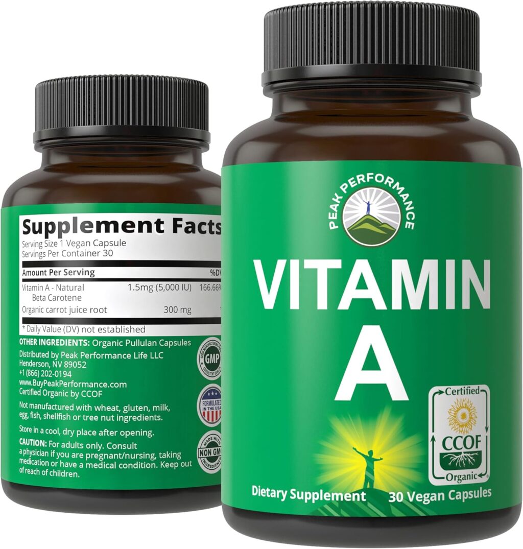 Peak Performance Certified Organic Vitamin A 5000 IU Supplement in pakistan